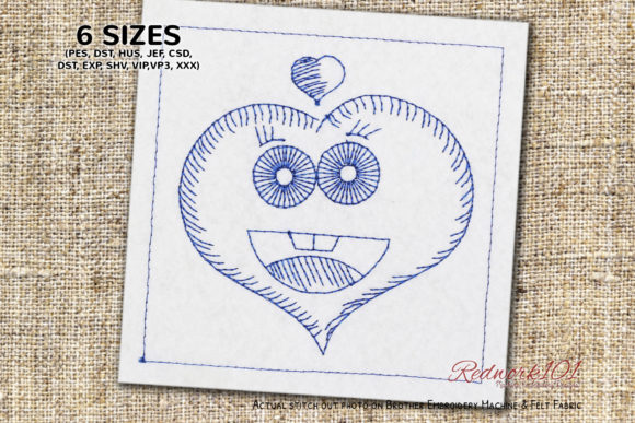 Cute Heart Shape with Face Redwork Review