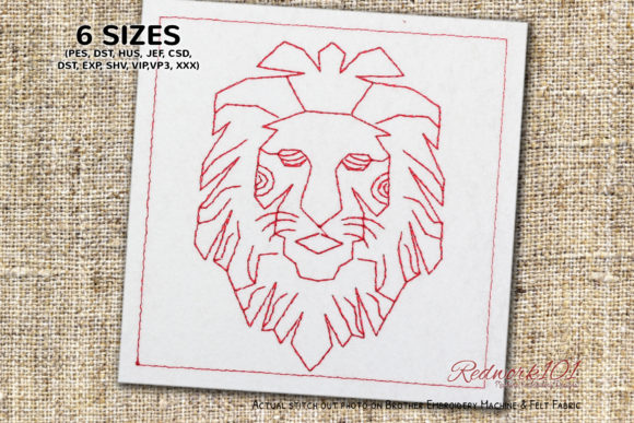 Leo Lion Horoschope Zodic Sign Redwork