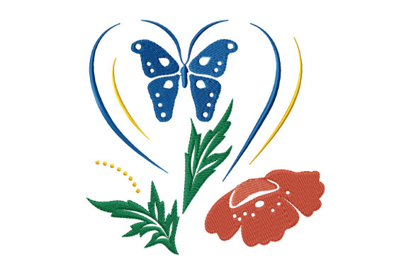 Red Poppy, Blue Butterfly, Heart