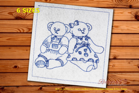 Teddy Bear Love on Valentine Redwork Design Review