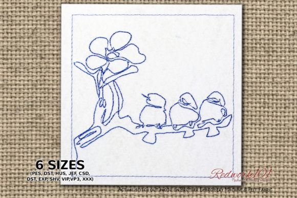 Three Little Birds on Tree Redwork Review