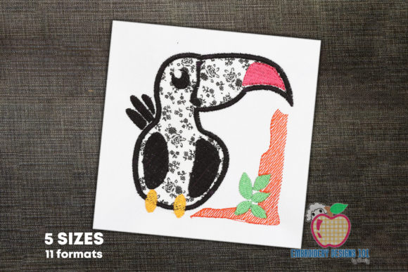 Toucan on Branch Applique Design for Seasonal Shops